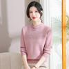 Autumn/Winter Knitted Velvet Sweater for Middle-Aged Women, Stylish Stand-Up Collar Solid Color Base Layer