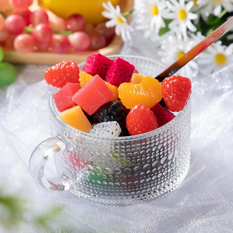 1 Stück 14oz klare geprägte Glasbecher, Premium-Vintage-Glas für Wasser, Cocktail, Milch, Saft und Getränke