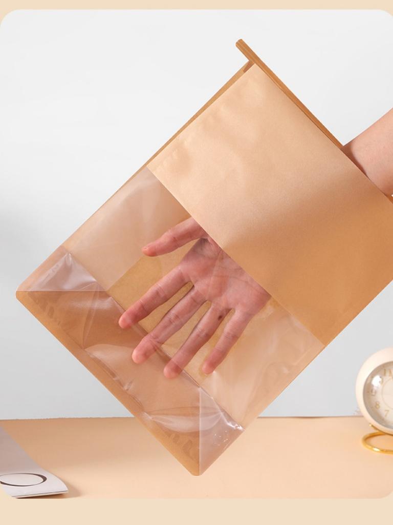 20pcs StoBag Kraft Bakery Bags with Clear Window Reclosable Zipper Bags for Bread Cookies Pastry Candy Cafe Takeout