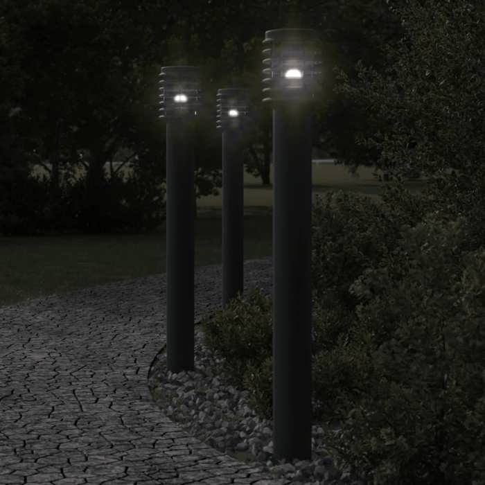VidaXL Lampadaire d'extérieur noir 110 cm acier inoxydable, éclairage au sol d'extérieur, éclairage au sol de jardin, 4006363