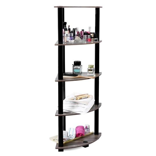 5 Tier Corner Shelf, Industrial Wall Corner Bookshelf, Corner Storage Rack Shelves Display Plant Flower, Stand Bookcase For Home, Office, Kitchen