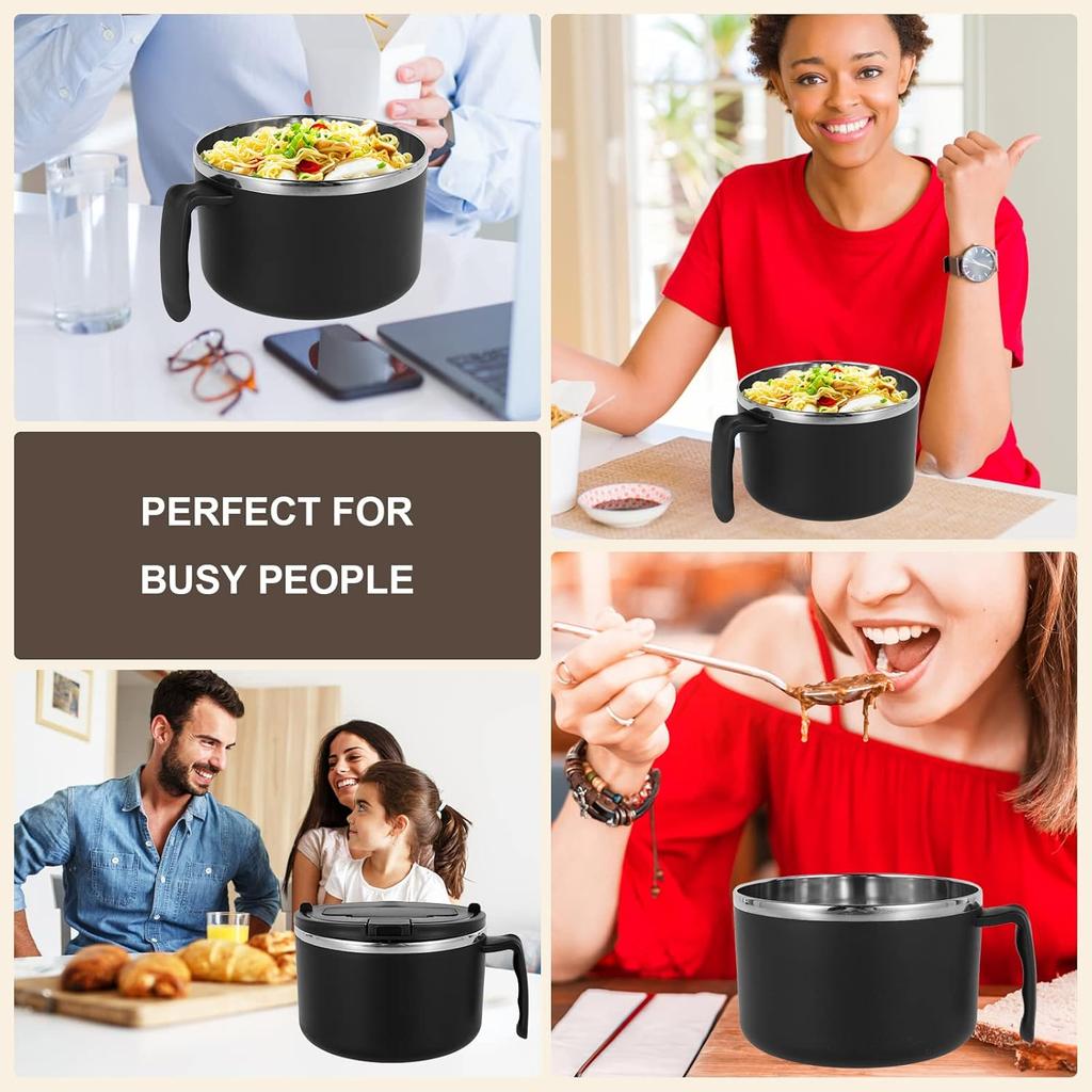 Rapid Ramen Bowl Ramen Noodle Bowl BPA Free Ramen Cooker Bowl with Filterable Lid 1200ml Microwave Spoon Chopsticks Handle Dishwasher Safe Noodles