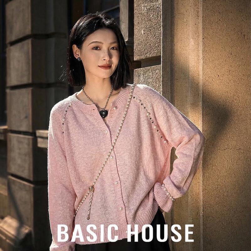 Basic House Women s Pearl Embellished Knit Top M