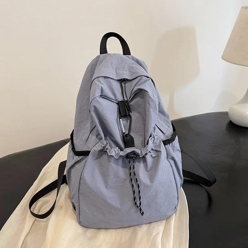 

Junior High School Student Schoolbag Women Backpack Cloth Bag Casual Fashion Pleat High-Grade Backpack Women