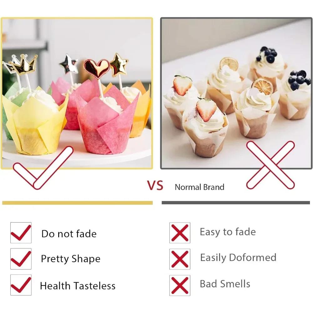 50/100 Stück Fettbeständige Cupcake-Förmchen in Standardgröße Papier-Cupcake-Förmchen Fettbeständiger Wrapper Backzubehör