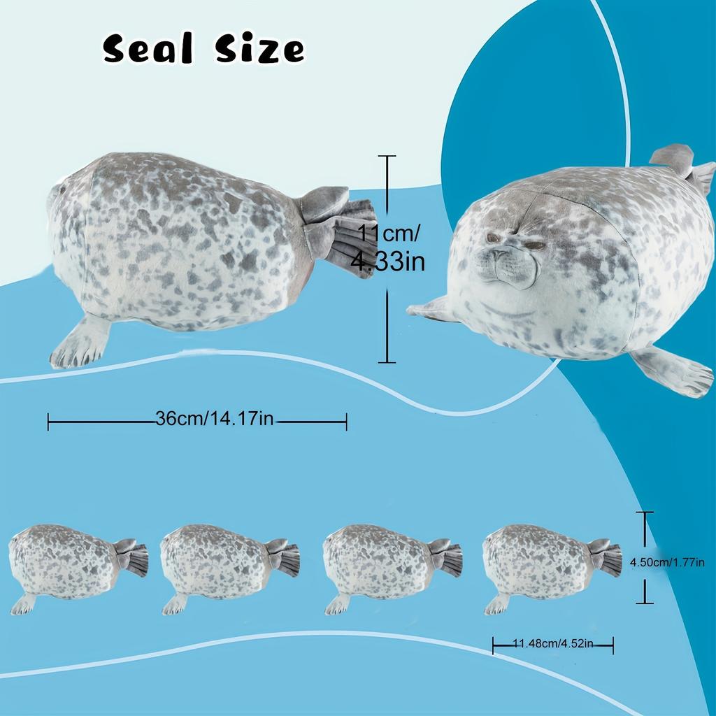 40cm Plush Blob Seal Pillow Mother with Four Kids Seal Chubby 3D Novelty Sea Lion Doll Stuffed Toy Pillow Gifts for Kids Girls