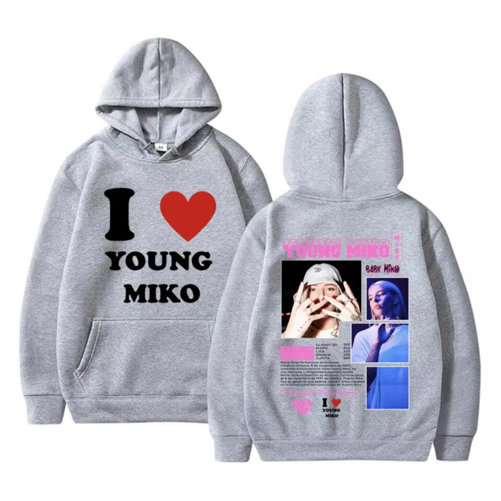 I Love Young Miko Double Sided Print Hoodies Men Women Fashion Hip Hop Sweatshirt Unisex Clothing Hoodie