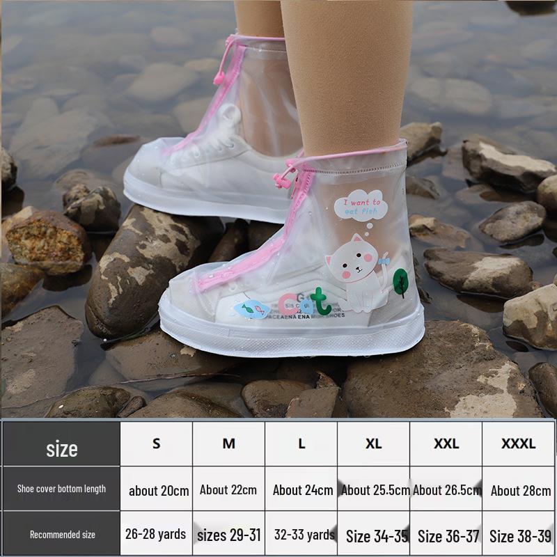 Upgraded Anime Kids' Non-Slip Mid-Calf Rain Shoe Covers: Rainproof, Sandproof, Stainproof for Rainy Days