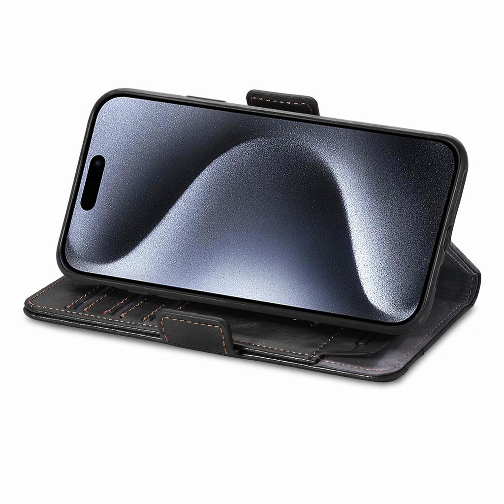 For iPhone 16 Pro Phone Cases CASENEO PU Leather Cover Stand with RFID Blocking Wallet
