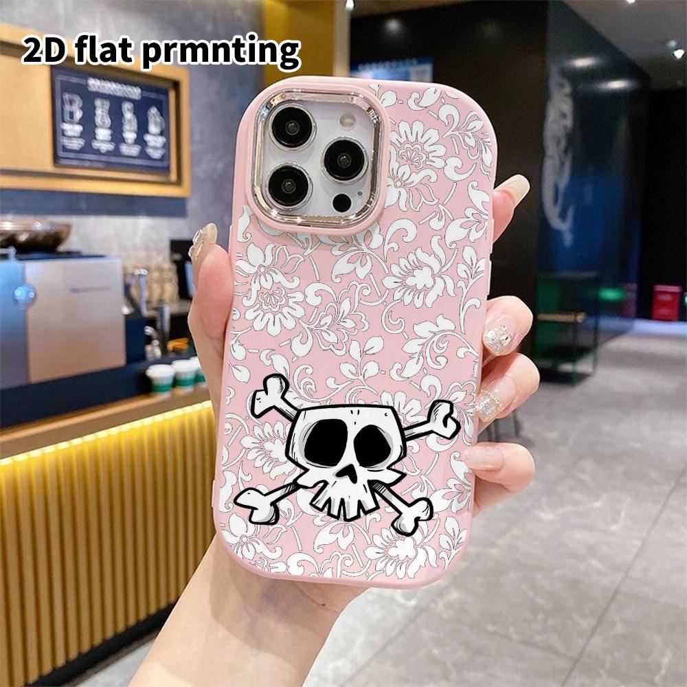 Phone Case: 2D Flat Design Suitable for iPhone 18, 17, 16, 15, 14, 13 Pro Protective Case, Couple Style, Skull Pirate Logo, Christmas and Halloween Gi