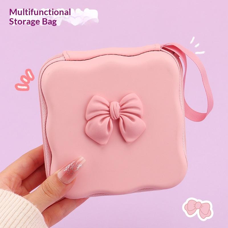 Charger Lid Storage Bag Fashion 3D Heart Design Drop-resistant Protective Case Lightweight Organizer for Office School Travel