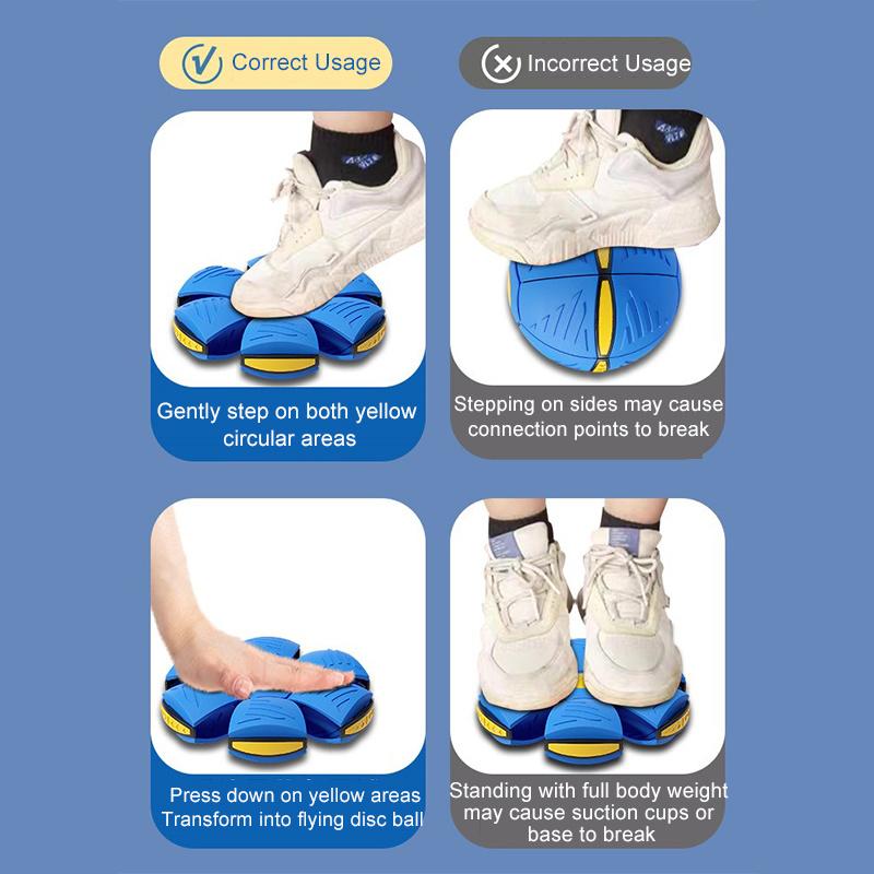 Portable Interactive Flying Saucer Ball Stomp Ufo Magic Balls, Flyer Transforming Glowing Jump Ball, Kids Bouncy Stomp Ball