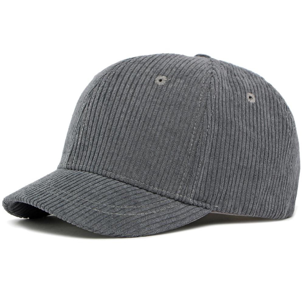

HT5007 Baseball Cap Men Women Short Brim Corduroy Cap Solid Plain Adjustable Snapback Cap Autumn Winter 6 Panels Baseball Hat 55-60cm Adjustable серый