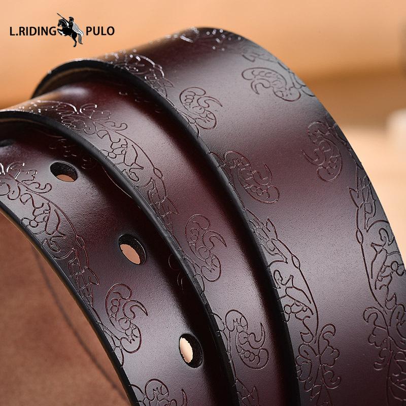 Vintage Genuine Leather Belt Ladies Pin Buckle Embossed Belt Cowhide Korean Style All-match Pants Belt