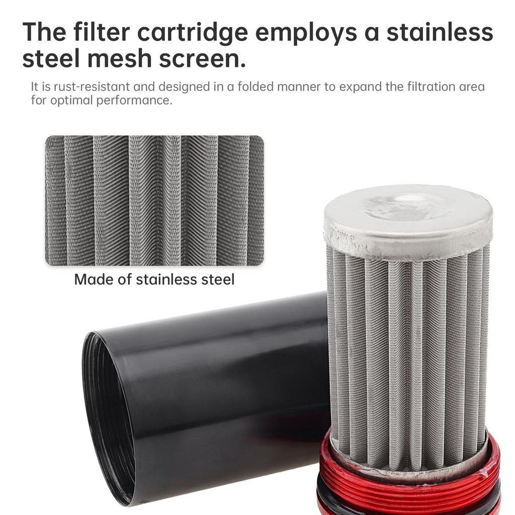 Kraftstofffilter-Kit aus Aluminiumlegierung mit 6AN 8AN 10AN Adaptern 50MM Universelle Montagehalterung Rot Schwarz Automobil