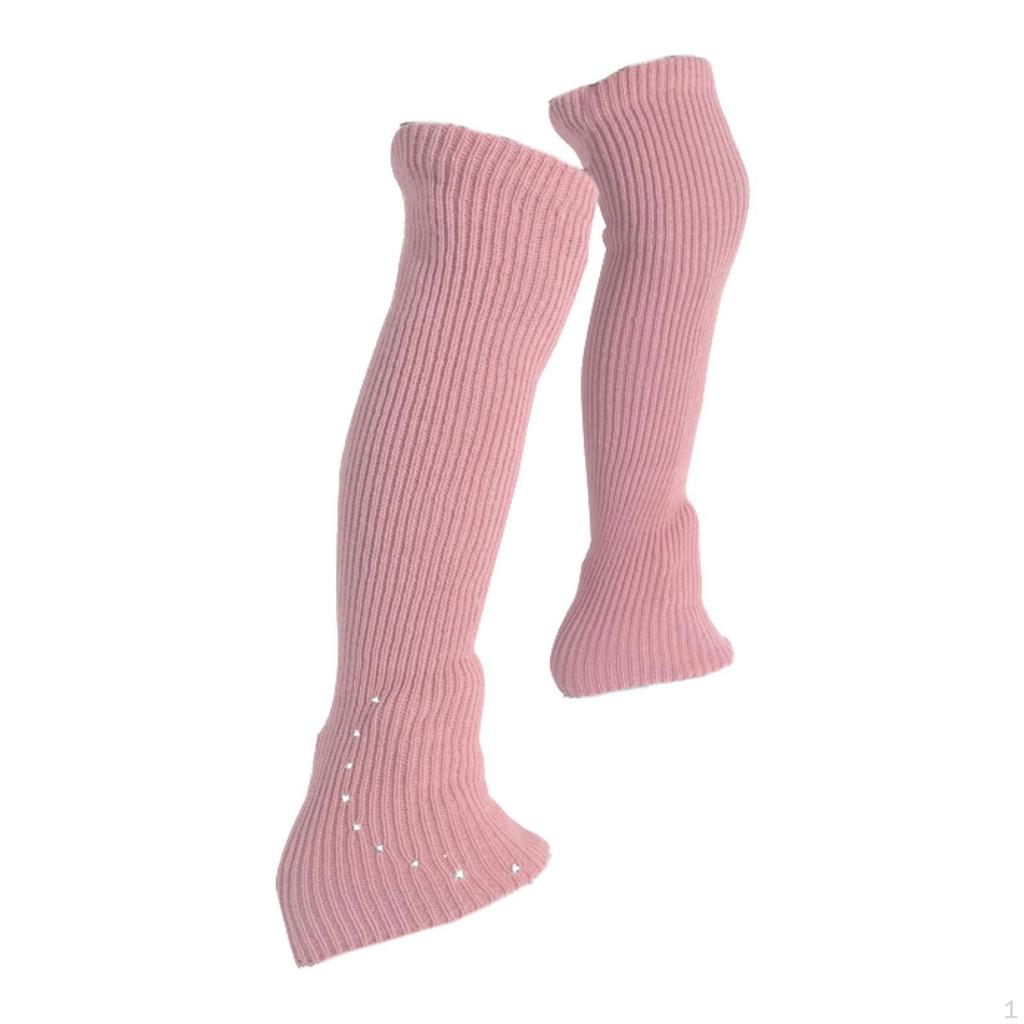 Scaldamuscoli da pattinaggio artistico Calzini alti senza piede Calzini morbidi leggeri Moda Decor Maglia lunga
