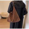 New Autumn and Winter Vintage Women's Bag Fashion Large Capacity Suede Shoulder Bag Simple with Button Versatile Bucket Bag