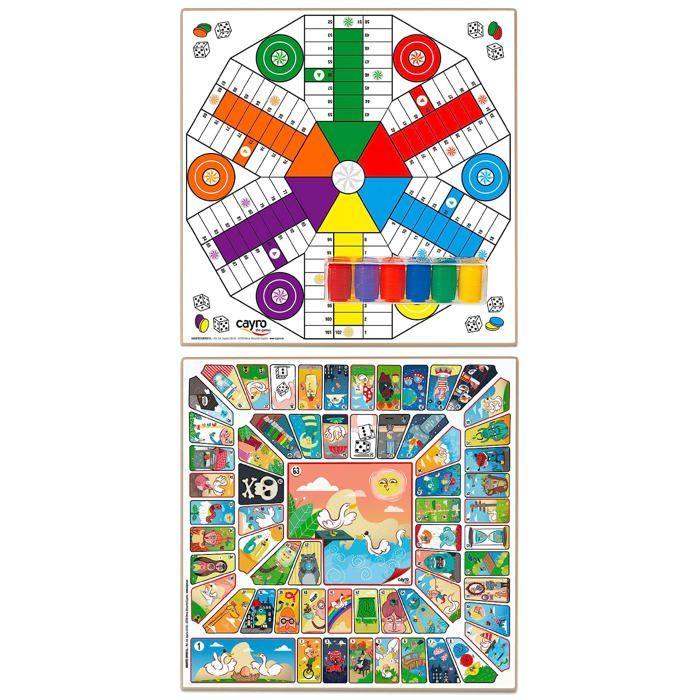 Jeu de Plateau - Cayro - Planche Parcheesi 6 Et Oie - Bois - Design Classique - 40X40 cm