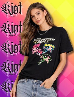 T-shirt Powerpuff Girls e t-shirt per bambini Trio di Cartoni Animati Retro Tee (Fioritura, Bolle, Ranuncolo)