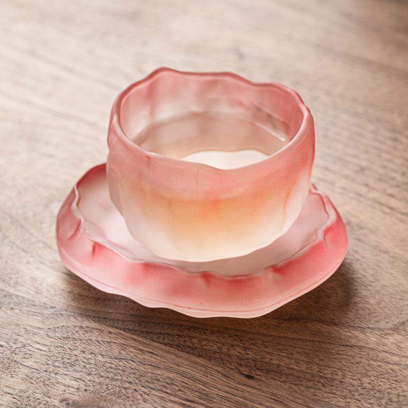 Glas Teetassen Set Nachmittagstee Teetasse Milch Fruchtsaft Behälter Farbe Dekorativ Kaffeetasse Kuchen Snack Schale Becher Teegeschirr