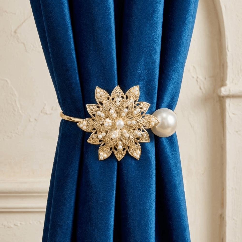 Light Luxury Curtain Tiebacks Metal Pearl Curtain Straps Creative Curtains Tie Rope  Office