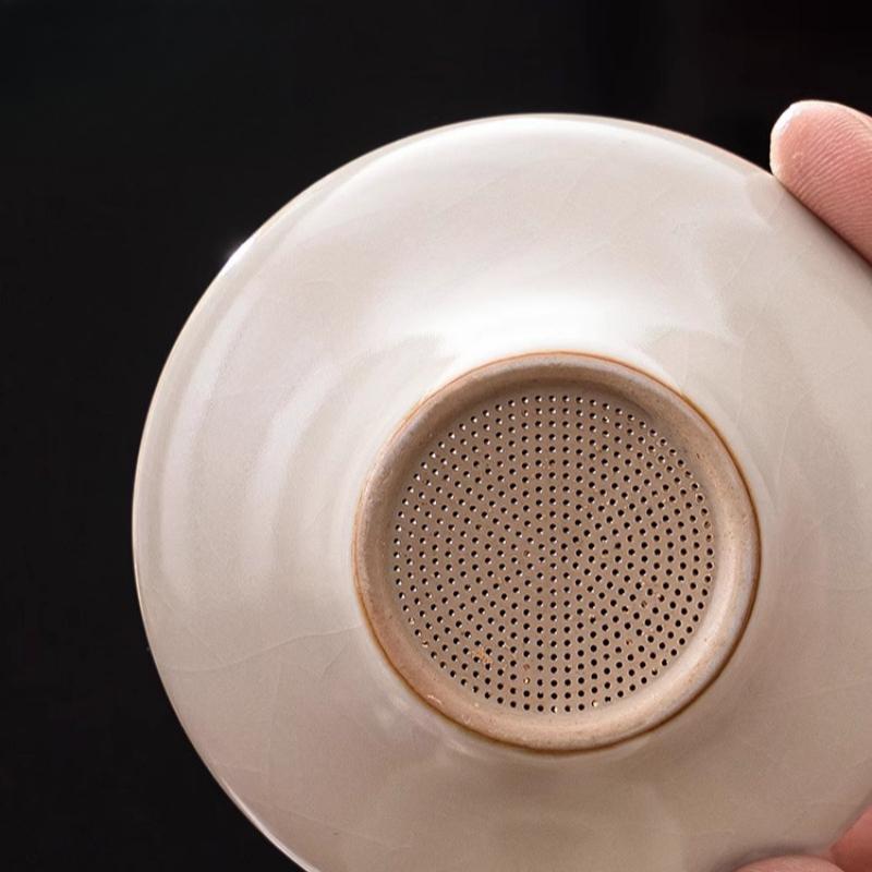 Vintage Ru Kiln Tea Leak Tea Filter Vintage Open Piece Ru Porcelain One Punch Filter Chinese Home Kung Fu Tea Set