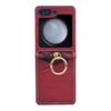 For Samsung Galaxy Z Flip7 FE 5G/Z Flip6 5G Case Metal Ring Card Holder Leather Coated PC Phone Cover