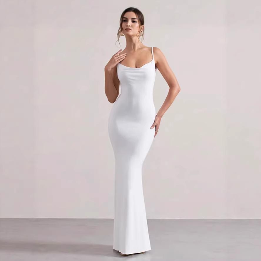 Spot pure desire sexy suspenders show figure halter slim fit European and American buttocks fishtail skirt long dress
