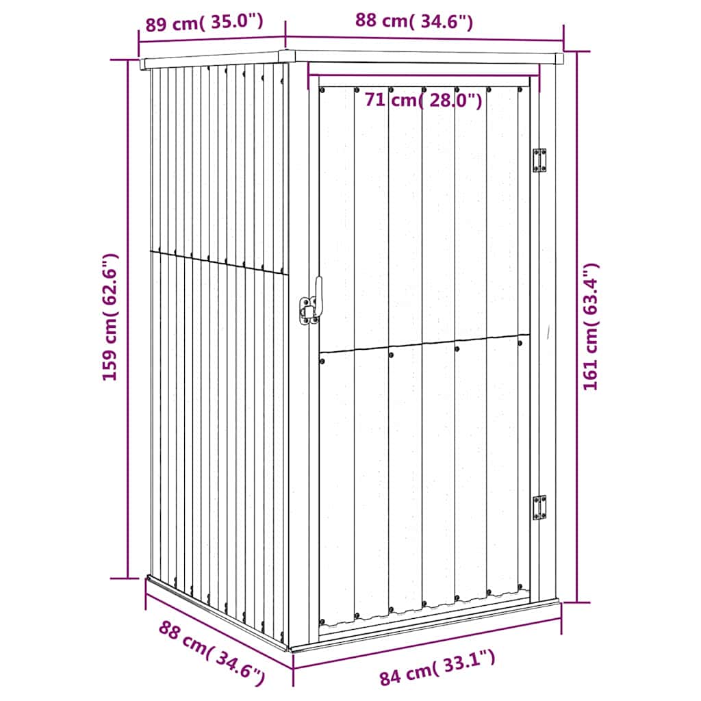 Vidaxl Garden Shed, Brown, 88X89X161 Cm, Galvanized Steel