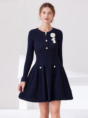 2025 Autumn Floral Bell Sleeve Slim Mid-Length Dress