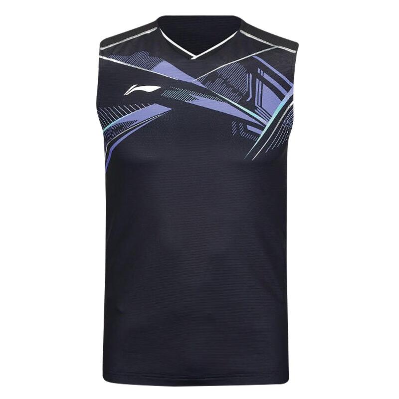 Li Ning Tank Tops Men s Black V Neck Moderate Straight Fit AVST105-2 XXXL