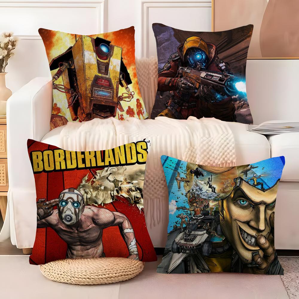 B-Borderlands Game Cushion Cover Soft Plush Fabric Double-Sided Printed Sofa Cushion Cover for All Seasons Home Decor Gift