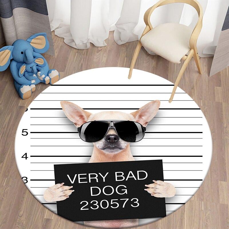 Black Cat Kawaii HD Printed Round Carpet for Living Room Rugs Camping Picnic Mats Flannel Anti-Slip Rug Yoga Mat Stranger Things