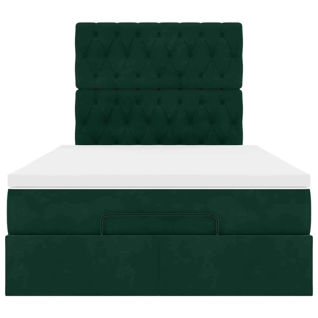 Ottoman Bed with Mattress Dark Green 120x200 Cm Velvet