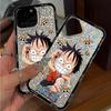Case for iphone 15 16 Plus 11 18 Pro Max 13 Air 12 17 Pro XR XS Max 14 Silver Glitter Crackle Background Luffy Battle Pattern
