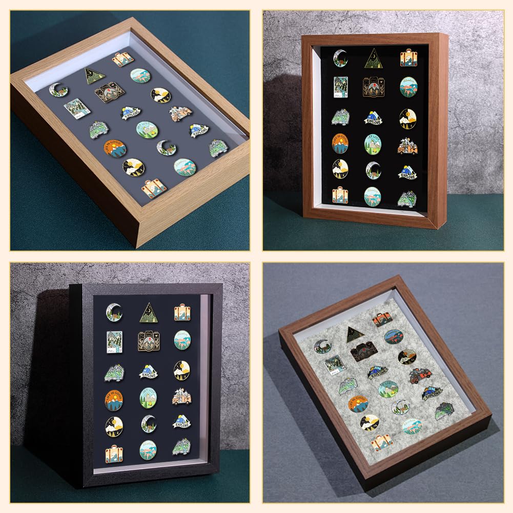 Umora Pin Badge Storage Frame Brooch Badge Felt Display Dustproof Transparent Window Brooch Pin Collection Case 2-Way 20.315.25cm (Wooden Frame)