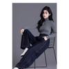 Elastic Waist Wide Leg Jeans Women's Spring Autumn Loose High Waist Sickle Shaped Knife Pants Casual Denim Pant
