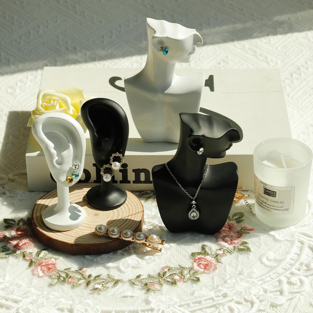 1pc Resin Side Face Mannequin Jewelry Display Stand Head Bust Portrait Necklace BraceletS Earrings Jewellery Storage Rack Holder