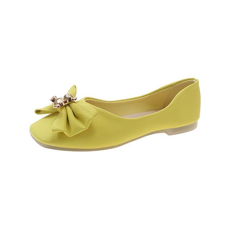 Summer new square head shallow mouth shoes bow bear metal buckle soft sole shoes flat shoes 35 3398₽