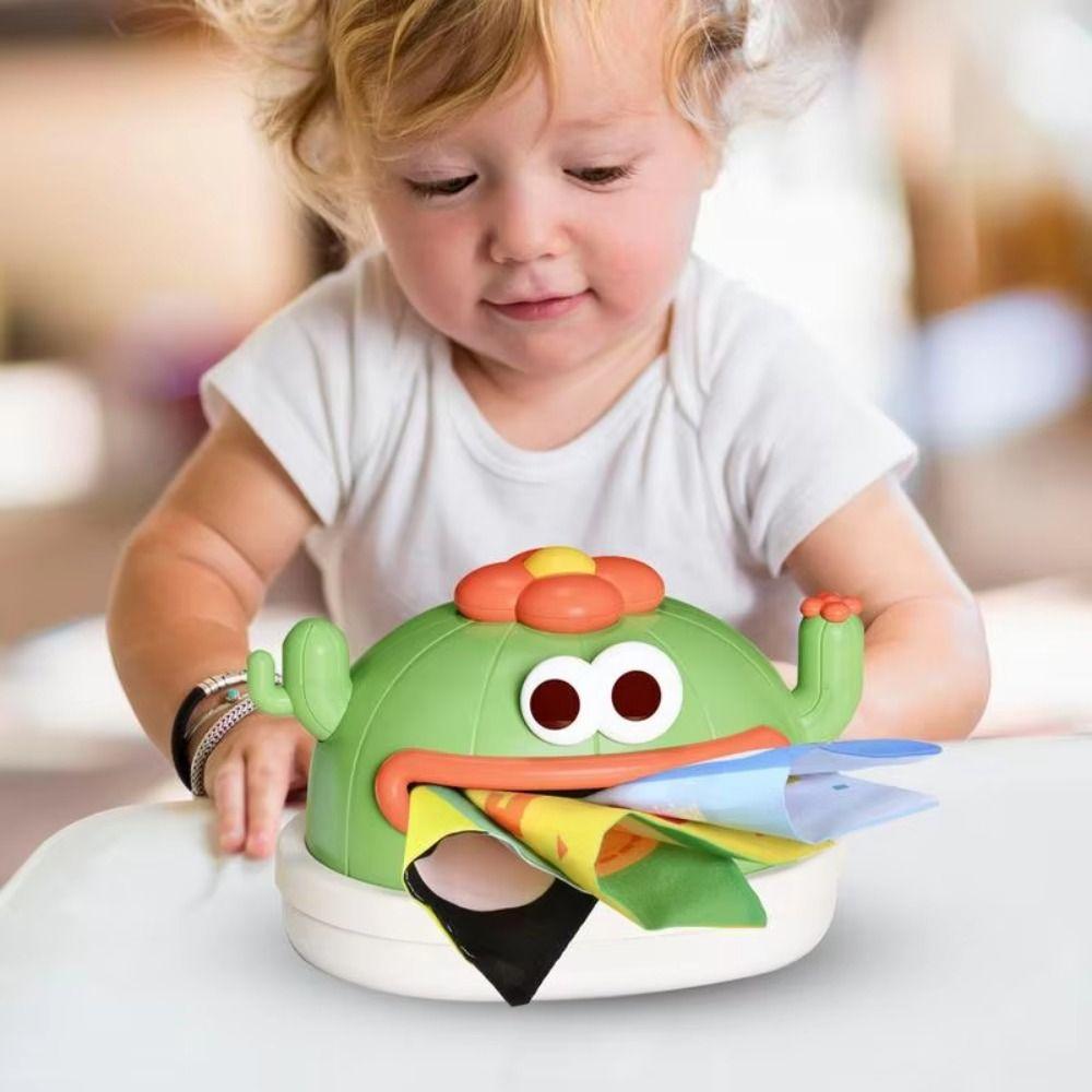 Montessori Cactus Tissue Box Toy Finger Exercise Pull Along Sensory Box Baby Boy Girl Gifts