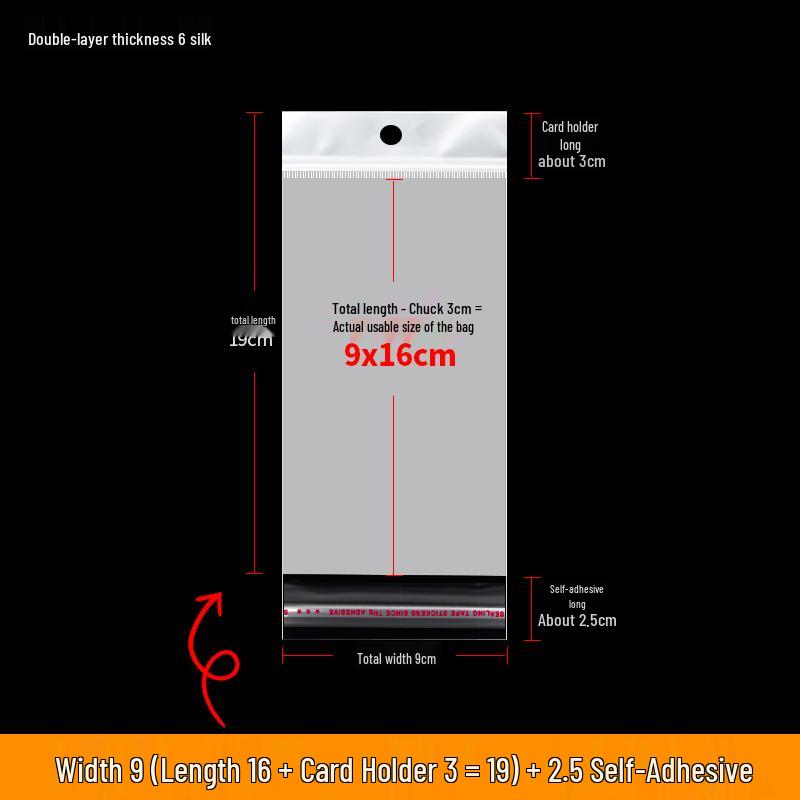 Self-Adhesive Transparent Jewelry Earring Bags with Header and Hanging Hole