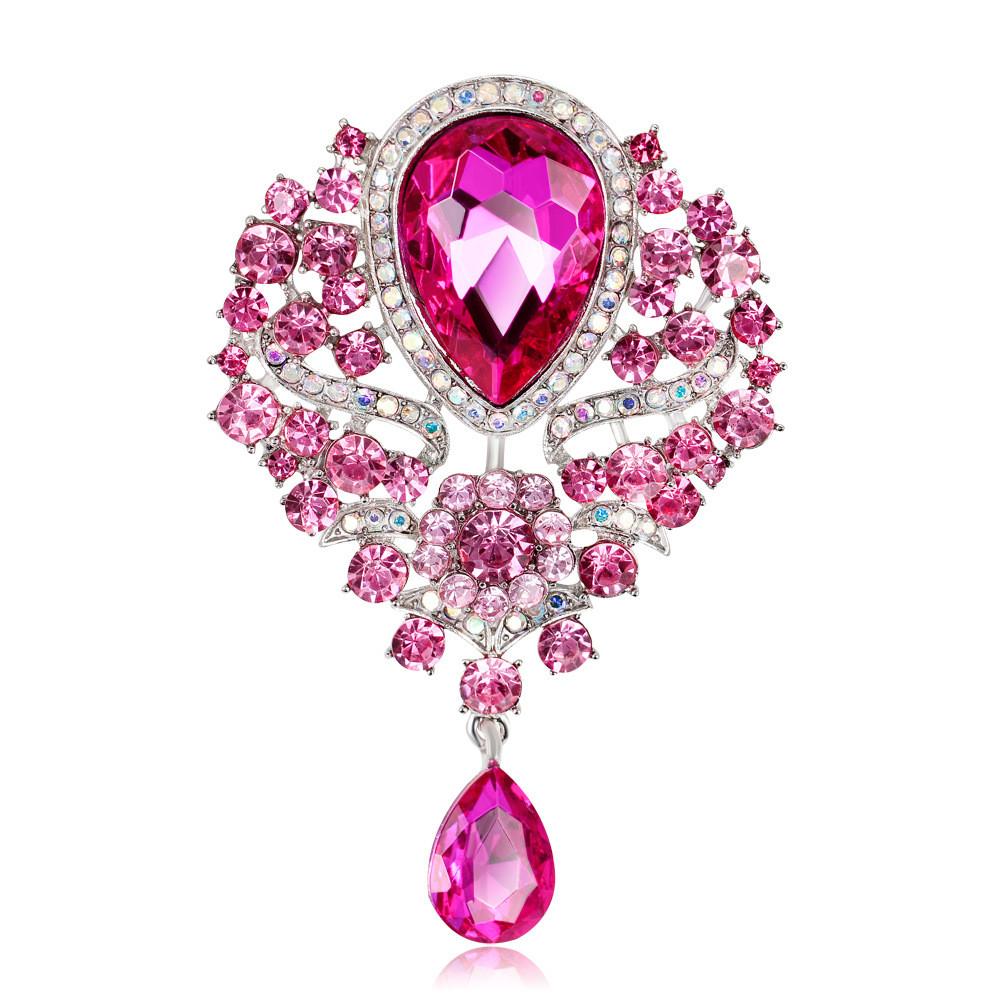 

Elegant Alloy Crown Brooch With Water Dots For Women Accessories Style K