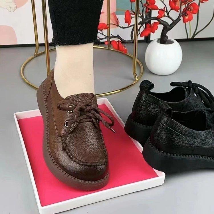 

Leather shoes mother shoes lace-up shoes women s 2025 new women s shoes office worker mother shoes casual versatile platform single shoes 41