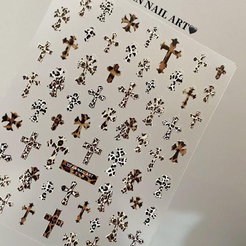 Naklejki do zdobienia paznokci Y2K Pantera i Gwiazda - Słodkie i Pikantne DIY Srebrne Klejące