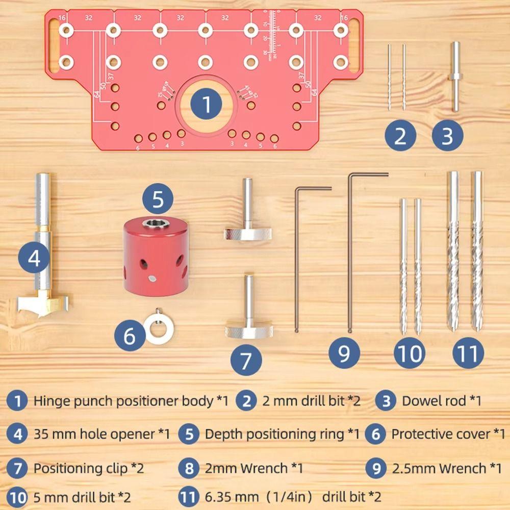 Accurate Positioning Drilling Guide Template Adjustable Drilling Depth Shelf Pin Jig  Furniture