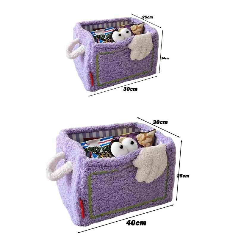 1pc Flannel Toys Storage Basket Foldable Cartoon Storage Basket Large Capacity Snacks Toys Sort Box Laundry Basket Toy Organizer