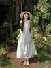 French sweet embroidered lace neck vest dress women's summer design is beautiful first love long skirt