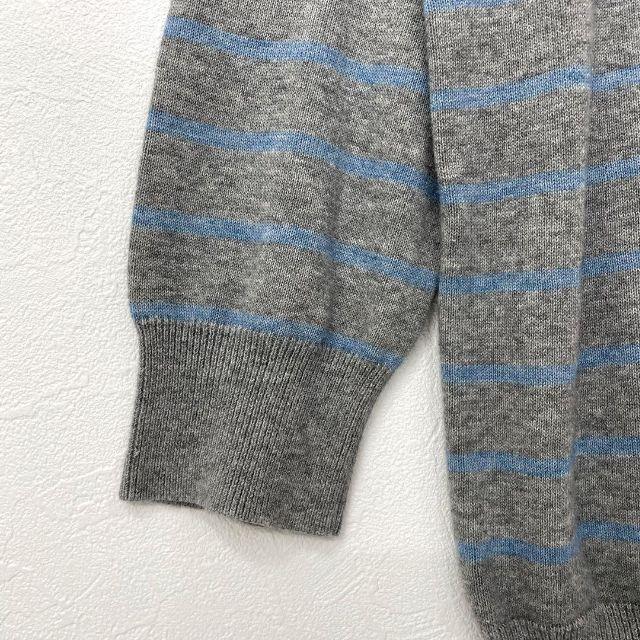 Used Washable A.P.C Border Cotton Knit Sweater Gray Women's XS Size