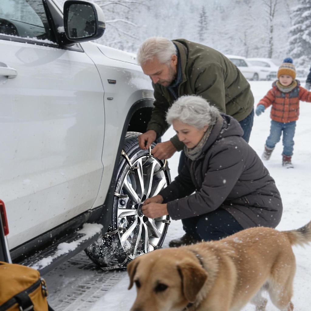 Schneeketten für Auto 5 Stück Reifen Auto Traktionshilfen Reifenkette für Autos für SUV LKW Pickup Van Limousinen 165-275mm Winter