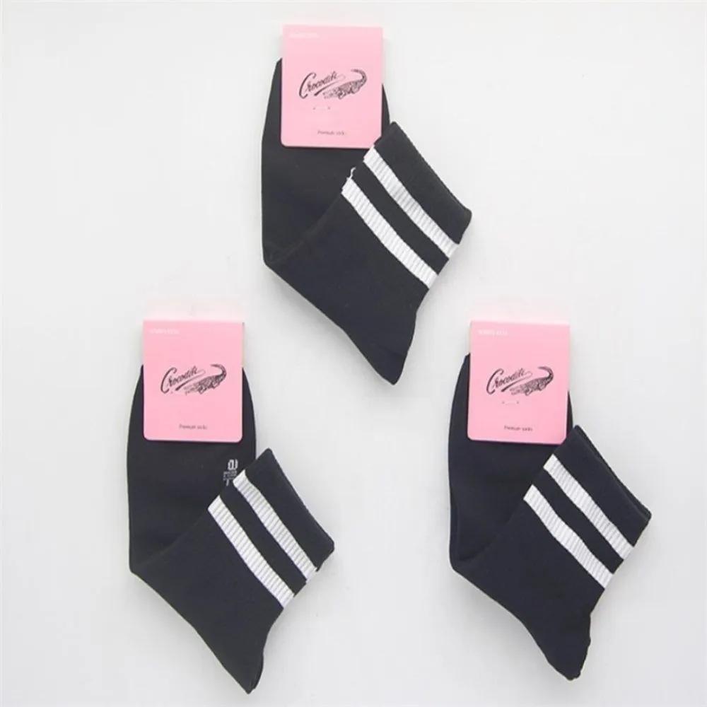 Everthams Crocodile Women s Mid-calf Socks Black 3P Black Socks Women s Black Socks White